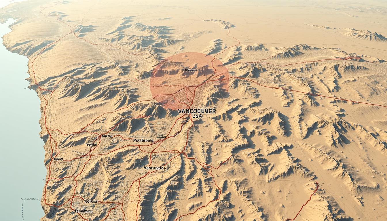 Map of Vancouver, Washington and Portland, Oregon (USA)