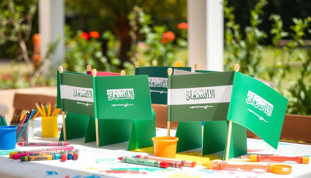 أعلام سعودية من الورق المقوى