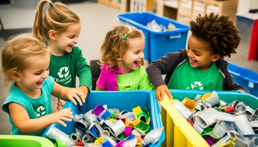 أطفال يعيدون تدوير النفايات أطفال يعيدون تدوير النفايات