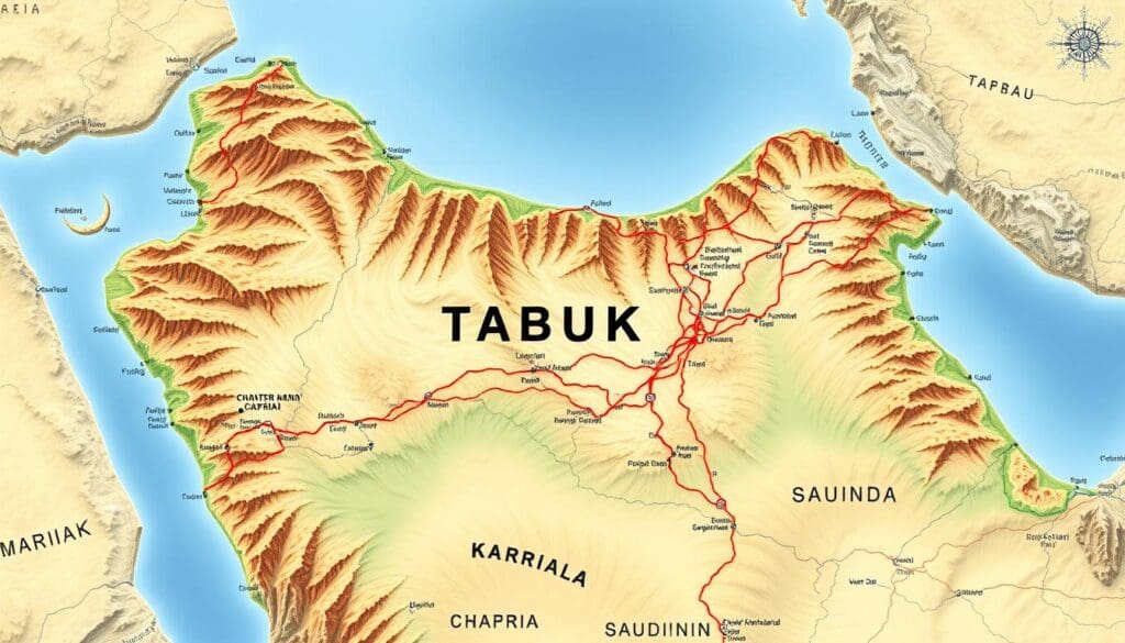 منطقة تبوك على خريطة السعودية منطقة تبوك على خريطة السعودية