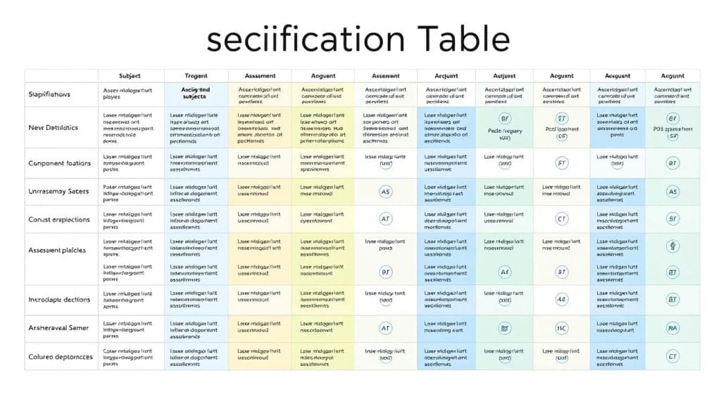 جدول الاختبار