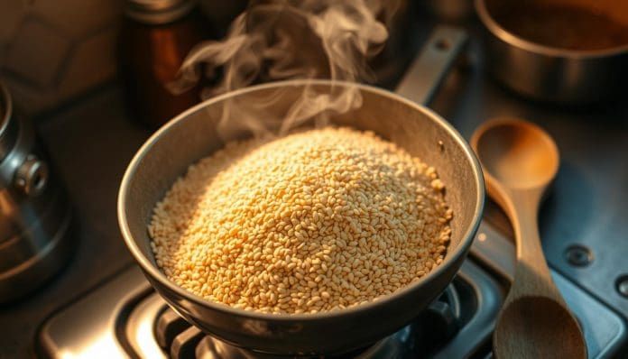 تحميص السمسم