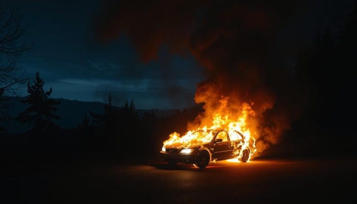 حلم احتراق السيارة