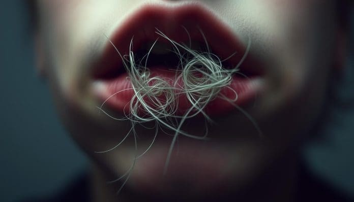 خروج الشعر الفم