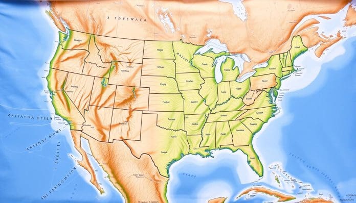 موقع الولايات المتحدة الأمريكية