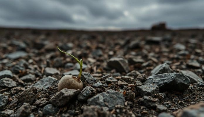 البذرة في التربة الصخرية