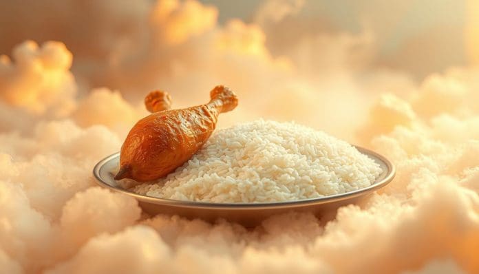 رؤية الرز والدجاج