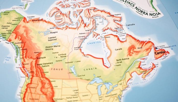 موقع كندا على الخريطة