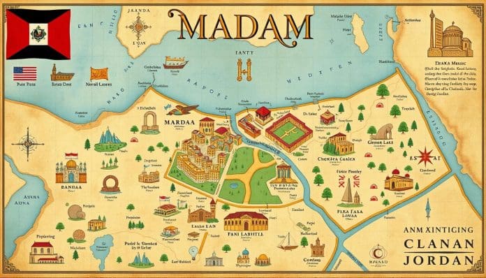 خريطة مدينة مادبا في الأردن