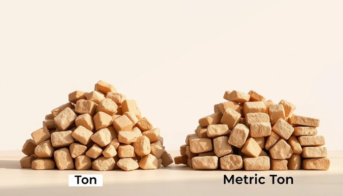 الفرق بين الطن والطن المتري