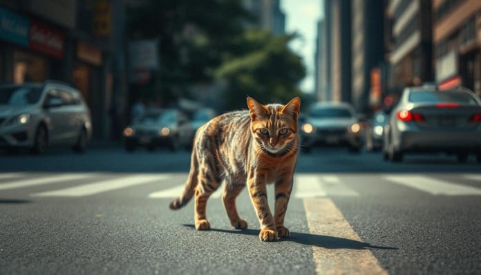 حياة قط المنزل في الشارع