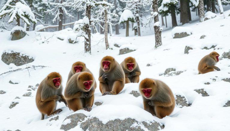 ما هو المكاك الياباني (Japanese macaque) وبماذا يشتهر سلوكه في المناطق الباردة؟