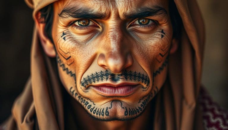 اشكال وشم الذقن عند البدو بالصور