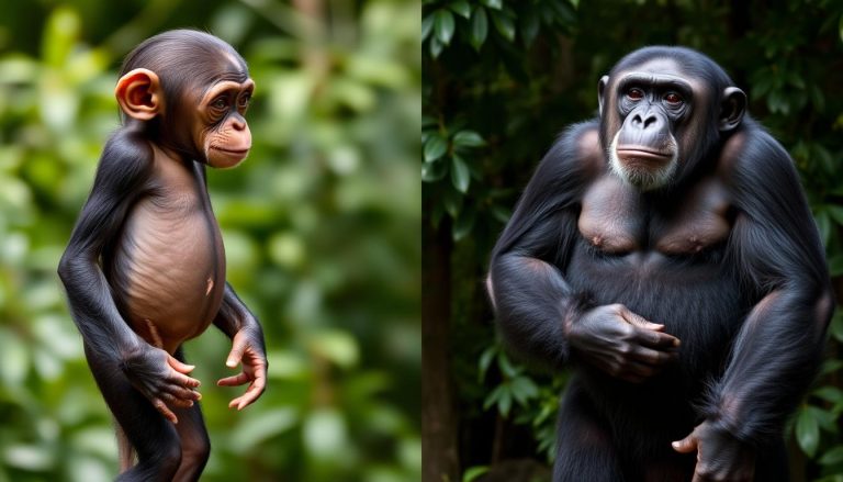 ما هي الفروقات السلوكية والاجتماعية الملحوظة بين الشمبانزي القزم (pygmy chimpanzee) والشمبانزي العادي؟