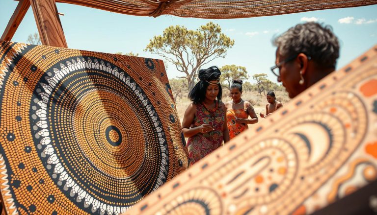 ما هي أنواع الفنون التي اشتهر بها السكان الأصليون لأستراليا؟