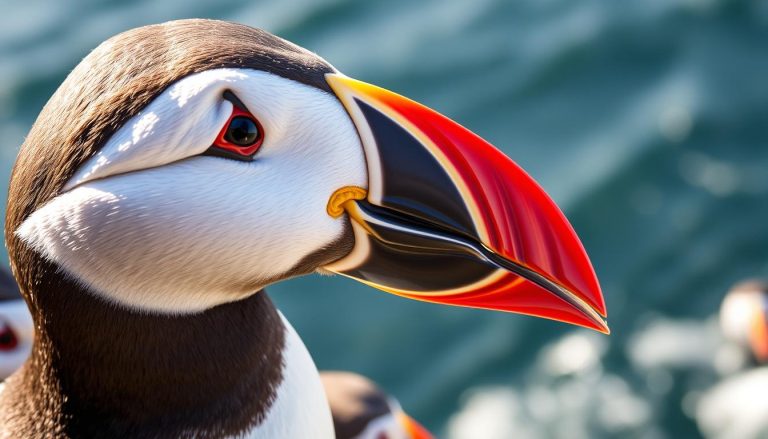 ما الذي يميز منقار طائر البفن (puffin)، خاصة في موسم التكاثر؟