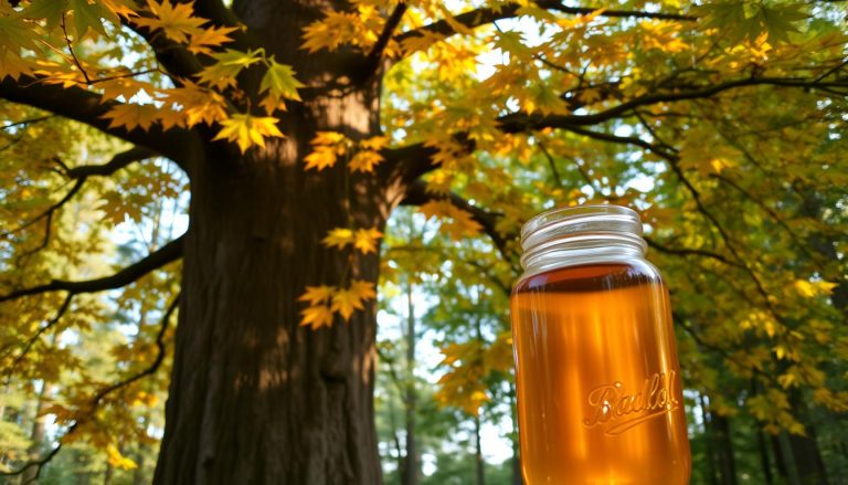 ما هو المنتج الشهير الذي يتم الحصول عليه من نسغ (sap) شجرة القيقب؟