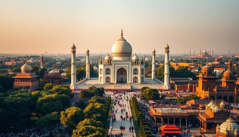ما هو اسم الإمبراطورية التي حكمت الهند خلال فترة ازدهار الفن والعمارة المغولية (مثل تاج محل)؟