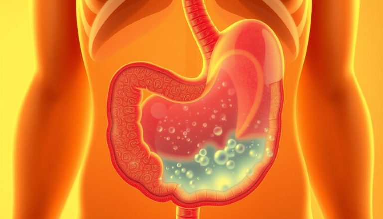 ما هي المادة الحمضية القوية الموجودة في المعدة (stomach) للمساعدة على الهضم؟