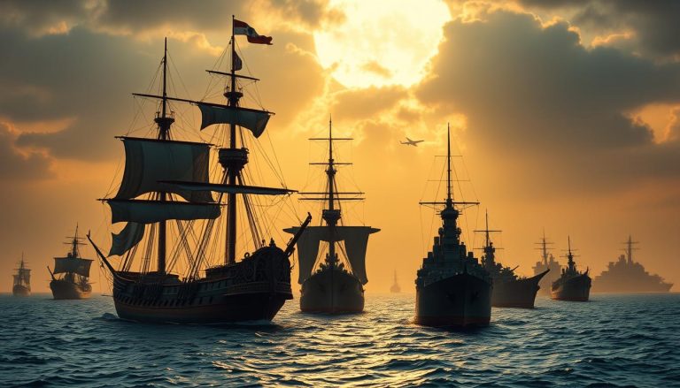 اذكر أنواعاً مختلفة من السفن الحربية (warships) عبر التاريخ