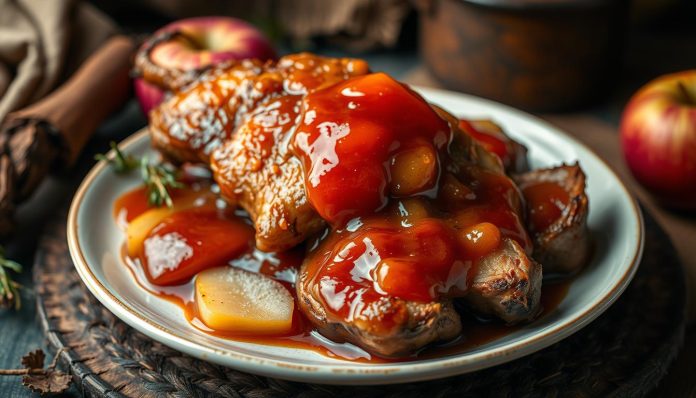 لحم صلصة تفاح