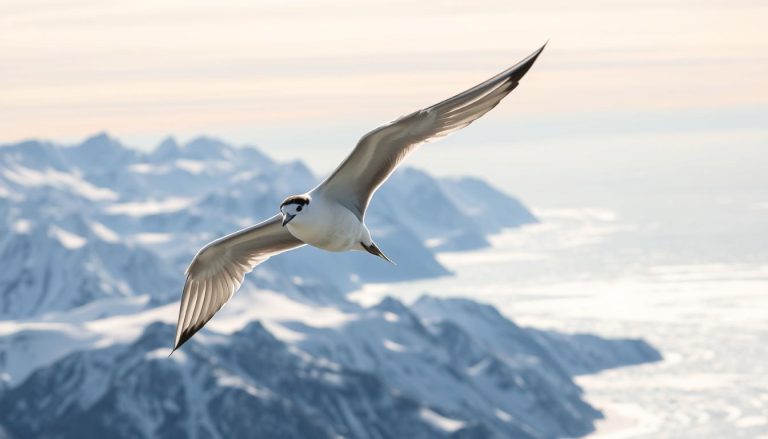 ما هي مسافة الهجرة السنوية التقريبية لطائر الخرشنة القطبية (Arctic tern)؟