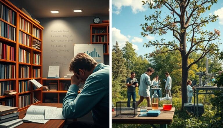 ما هو الفرق بين البحث النظري والبحث العملي؟